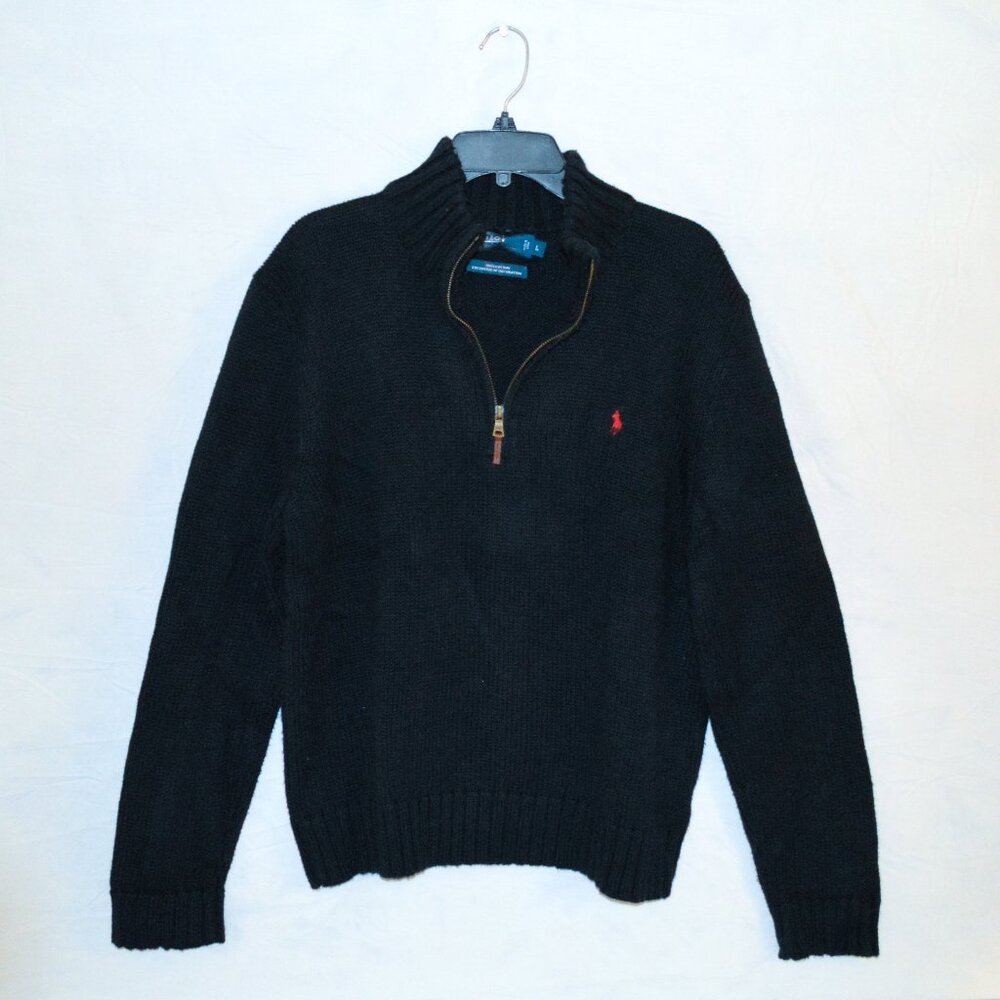 Polo Ralph Lauren Men’s Medium Black Quarter Zip Knit Sweater